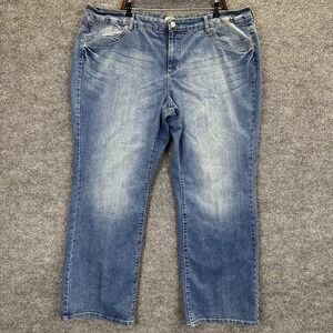 Just My Size Jeans Womens 24W Straight Leg Medium Wash Embroidered Denim Plus